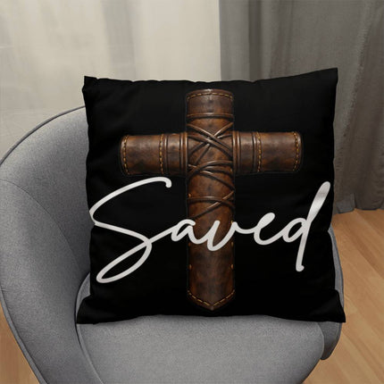 Saved Cross Throw Pillow – Christian Gift for Men