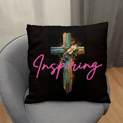 Inspiring Heart Cross Classic Pillow – Christian Gift for Women