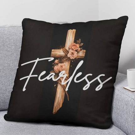 Fearless Teal Cross | Christian Pillow | Gift for Her
