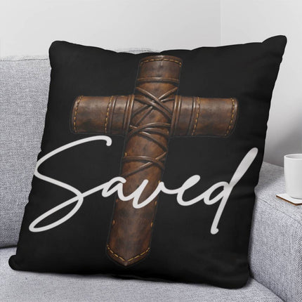 Saved Cross Throw Pillow – Christian Gift for Men