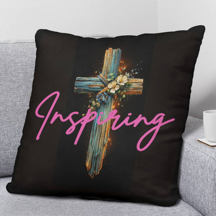 Inspiring Heart Cross Classic Pillow – Christian Gift for Women