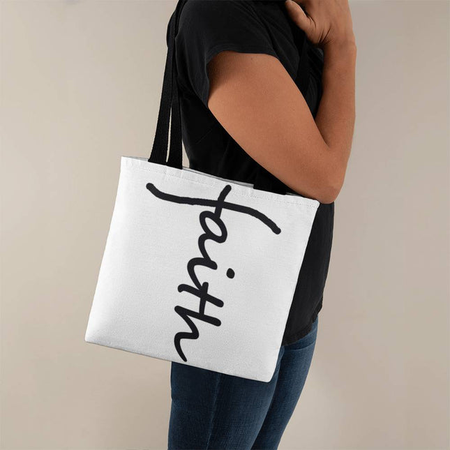 Faith Tote Bag | White Christian Tote for Church, Bible Study & Errands