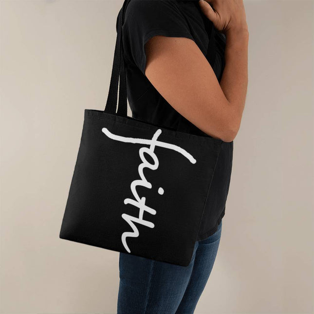 Faith Tote Bag | Black Christian Tote for Church, Gifts & Everyday