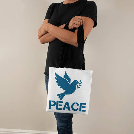 Peace Dove Classic Tote Bag | White & Blue | Christian Everyday Tote
