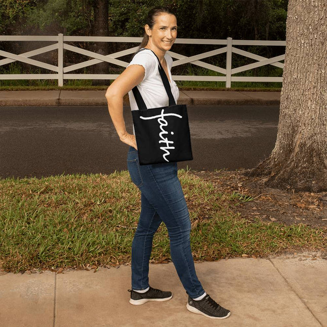 Faith Tote Bag | Black Christian Tote for Church, Gifts & Everyday
