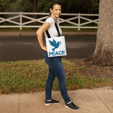 Peace Dove Classic Tote Bag | White & Blue | Christian Everyday Tote