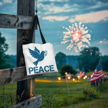 Peace Dove Classic Tote Bag | White & Blue | Christian Everyday Tote