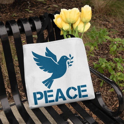 Peace Dove Classic Tote Bag | White & Blue | Christian Everyday Tote