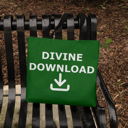 Divine Download Classic Tote Bag | Green | Christian Everyday Tote