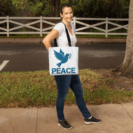 Peace Dove Classic Tote Bag | White & Blue | Christian Everyday Tote
