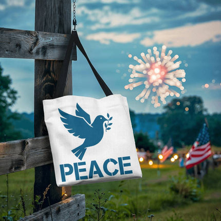 Peace Dove Classic Tote Bag | White & Blue | Christian Everyday Tote