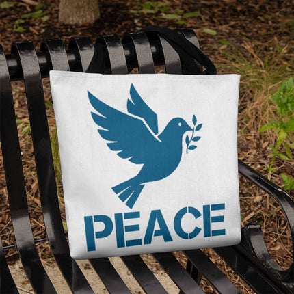 Peace Dove Classic Tote Bag | White & Blue | Christian Everyday Tote