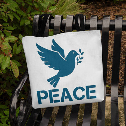 Peace Dove Classic Tote Bag | White & Blue | Christian Everyday Tote