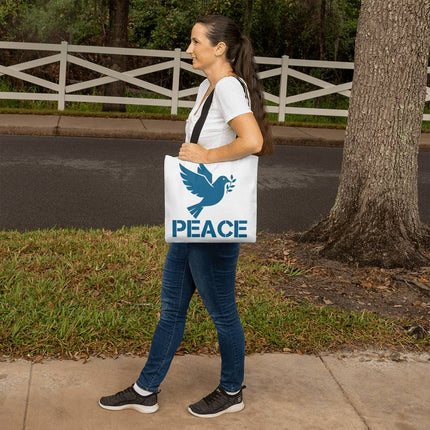 Peace Dove Classic Tote Bag | White & Blue | Christian Everyday Tote