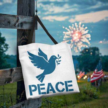 Peace Dove Classic Tote Bag | White & Blue | Christian Everyday Tote