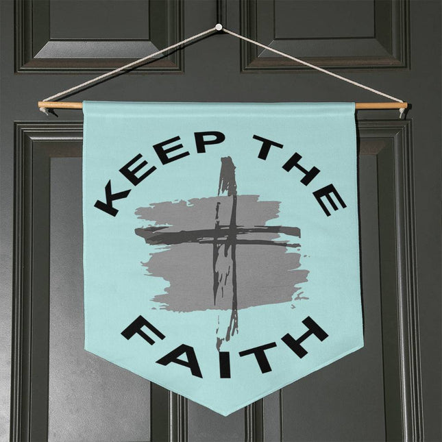 Keep the Faith Wall Pennant | Light Blue | 21x18 Christian Wall Decor