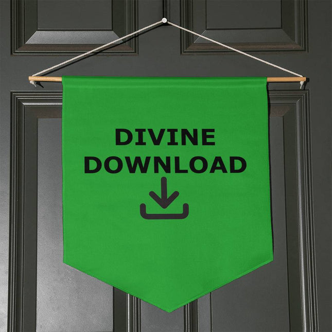Divine Download Wall Pennant | Bright Green | 21x18 Faith Decor