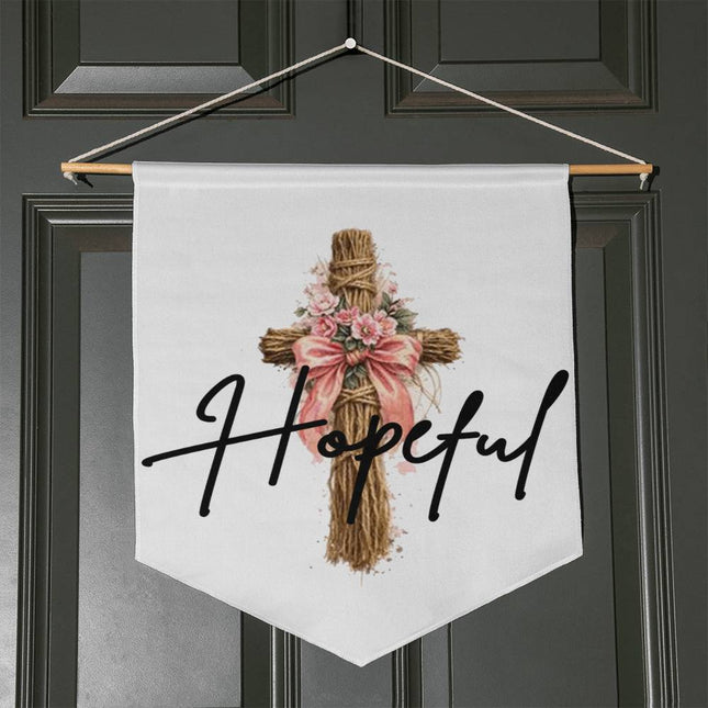 Modern Christian wall pennant for women — "Faith that shows up daily" — a faith-forward gift, ready to give