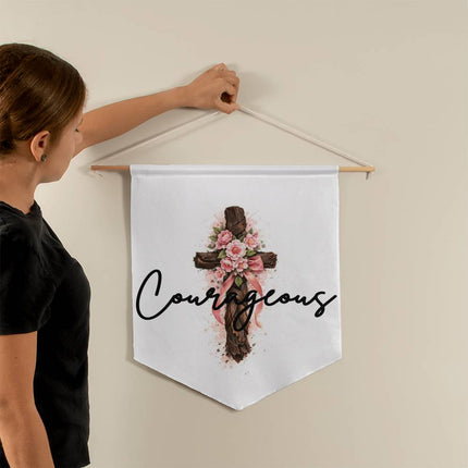 Modern Christian wall pennant for women — "Love, rooted" — a faith-forward gift, ready to give