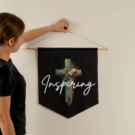 Inspiring Heart Cross Wall Pennant – Christian Gift for Women