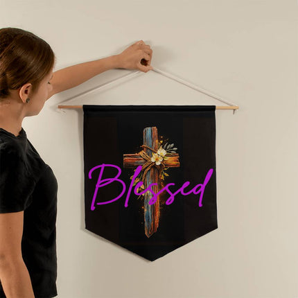 Inspiring Heart Cross Wall Pennant – Christian Gift for Women
