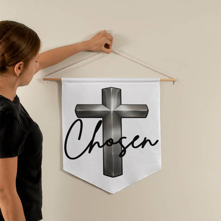 Christian Wall Pennant | Chosen Cross Home Decor Sign