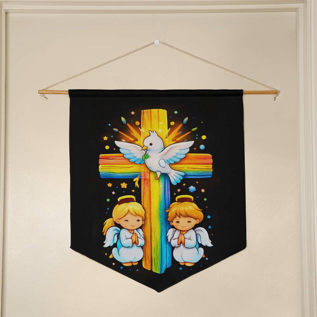 Dove & Praying Angels Wall Pennant – Christian Gift for Kids