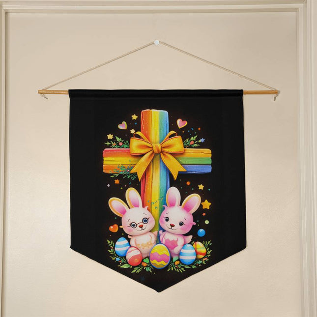 Easter Bunnies Wall Pennant – Christian Gift for Kids