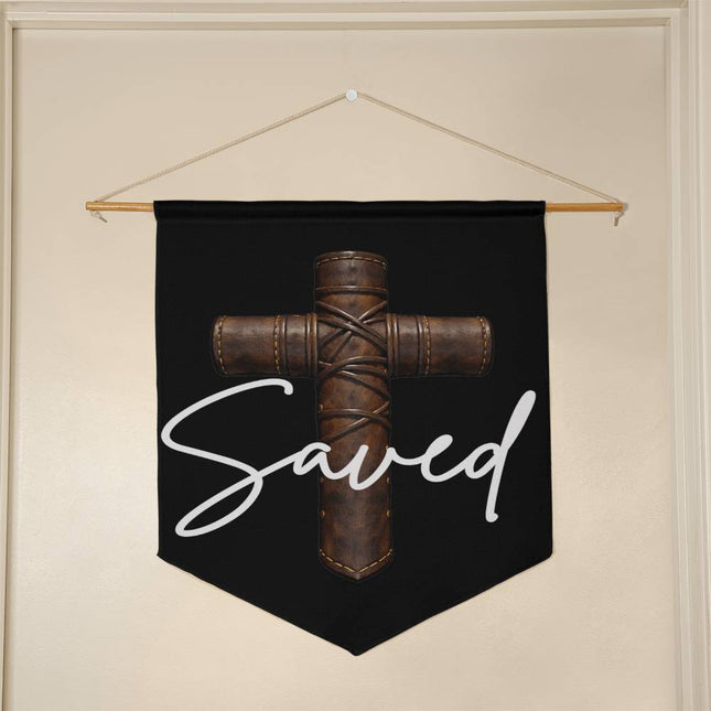 Saved Cross Wall Pennant – Christian Gift for Men