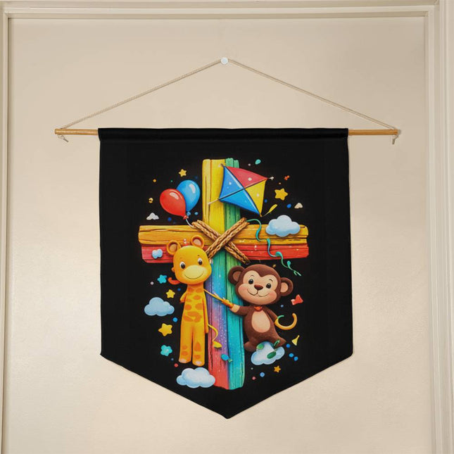 Giraffe & Monkey Wall Pennant – Christian Gift for Kids