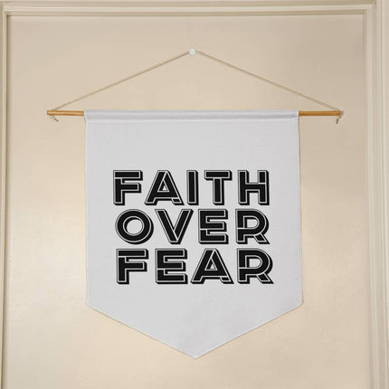 Faith Over Fear Wall Pennant | White | 21x18 Christian Wall Decor