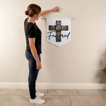 Christian Wall Pennant | Favored Cross Home Decor Sign