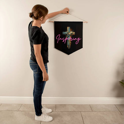 Inspiring Heart Cross Wall Pennant – Christian Gift for Women