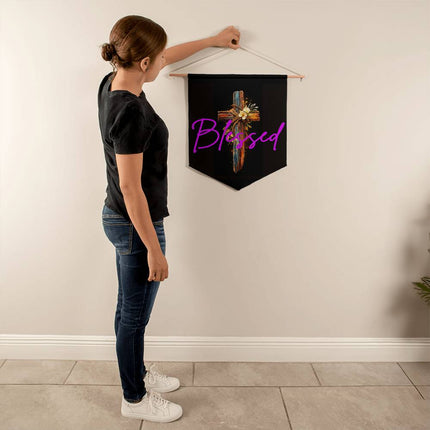 Inspiring Heart Cross Wall Pennant – Christian Gift for Women