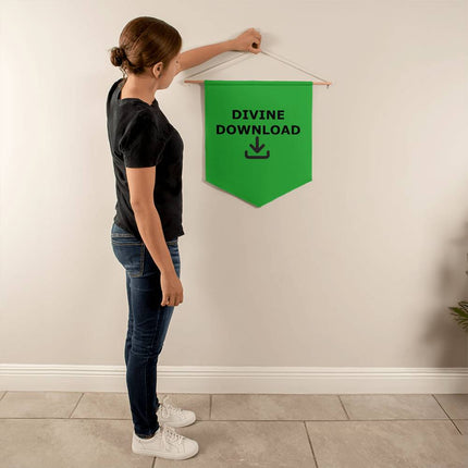 Divine Download Wall Pennant | Bright Green | 21x18 Faith Decor