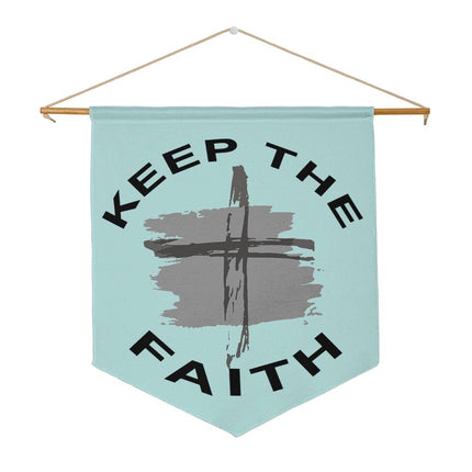 Keep the Faith Wall Pennant | Light Blue | 21x18 Christian Wall Decor