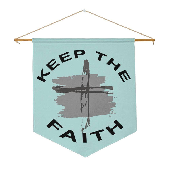 Keep the Faith Wall Pennant | Light Blue | 21x18 Christian Wall Decor