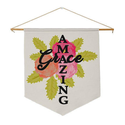 Amazing Grace Wall Pennant | Floral | 21x18 Christian Wall Decor