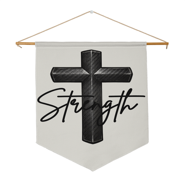 Christian Wall Pennant | Strength Cross Home Decor Sign