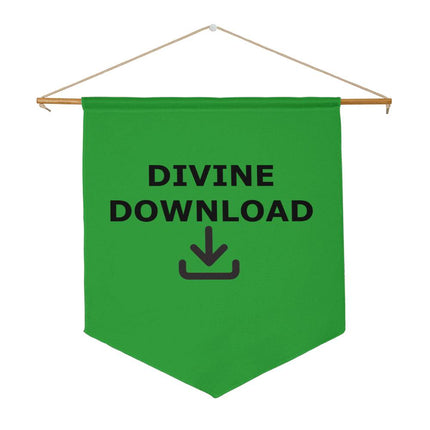 Divine Download Wall Pennant | Bright Green | 21x18 Faith Decor