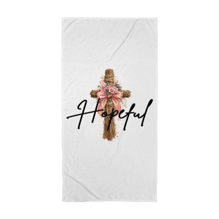 Hopeful Flower Cross Christian Bath Towel | Mother's Day Gift for Mom | Faith Gift