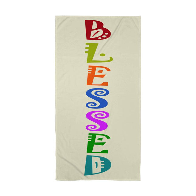 Blessed Bath Towel | Colorful Vertical Lettering | 60x30