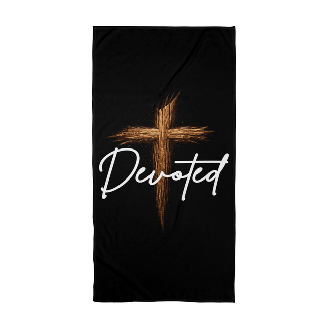 Devoted Cross Bath Towel – Christian Gift for Men
