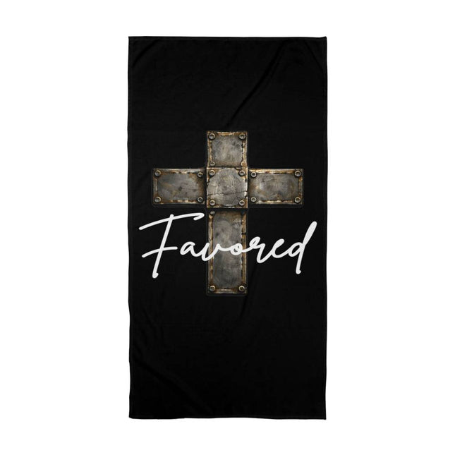 Favored Cross Bath Towel – Christian Gift for Men