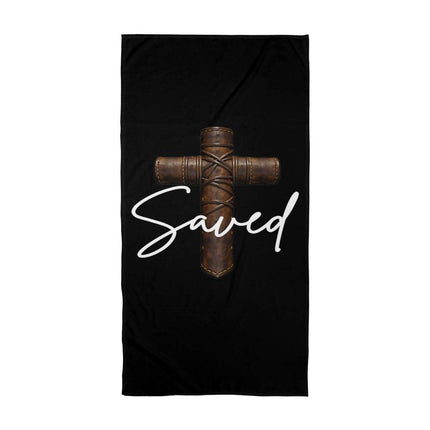 Saved Cross Bath Towel – Christian Gift for Men