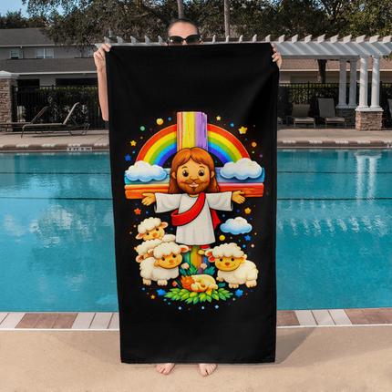 Jesus With the Sheep - Bath Towel – Christian Gift for Kids