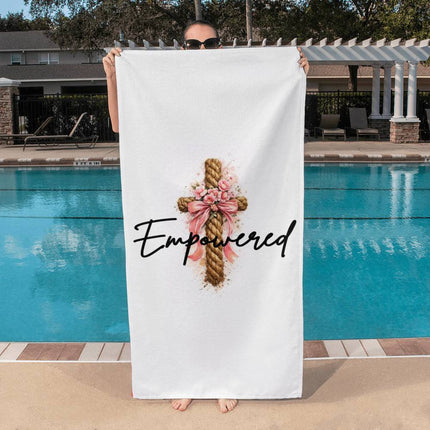 Modern Christian bath towel for women — "Steady as she goes" — a faith-forward gift, ready to give