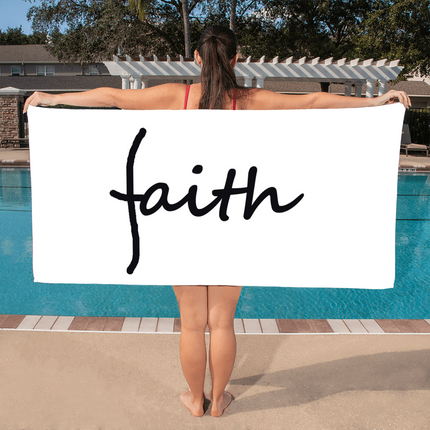 Faith White Bath Towel | Minimalist Christian Home Decor Gift