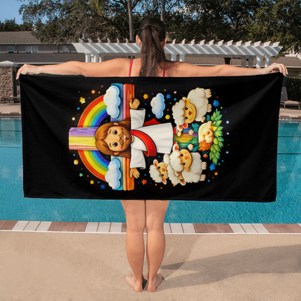 Jesus With the Sheep - Bath Towel – Christian Gift for Kids