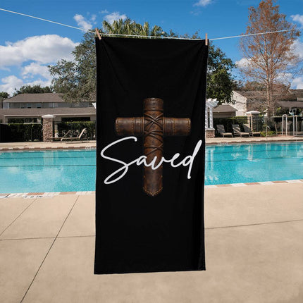 Saved Cross Bath Towel – Christian Gift for Men
